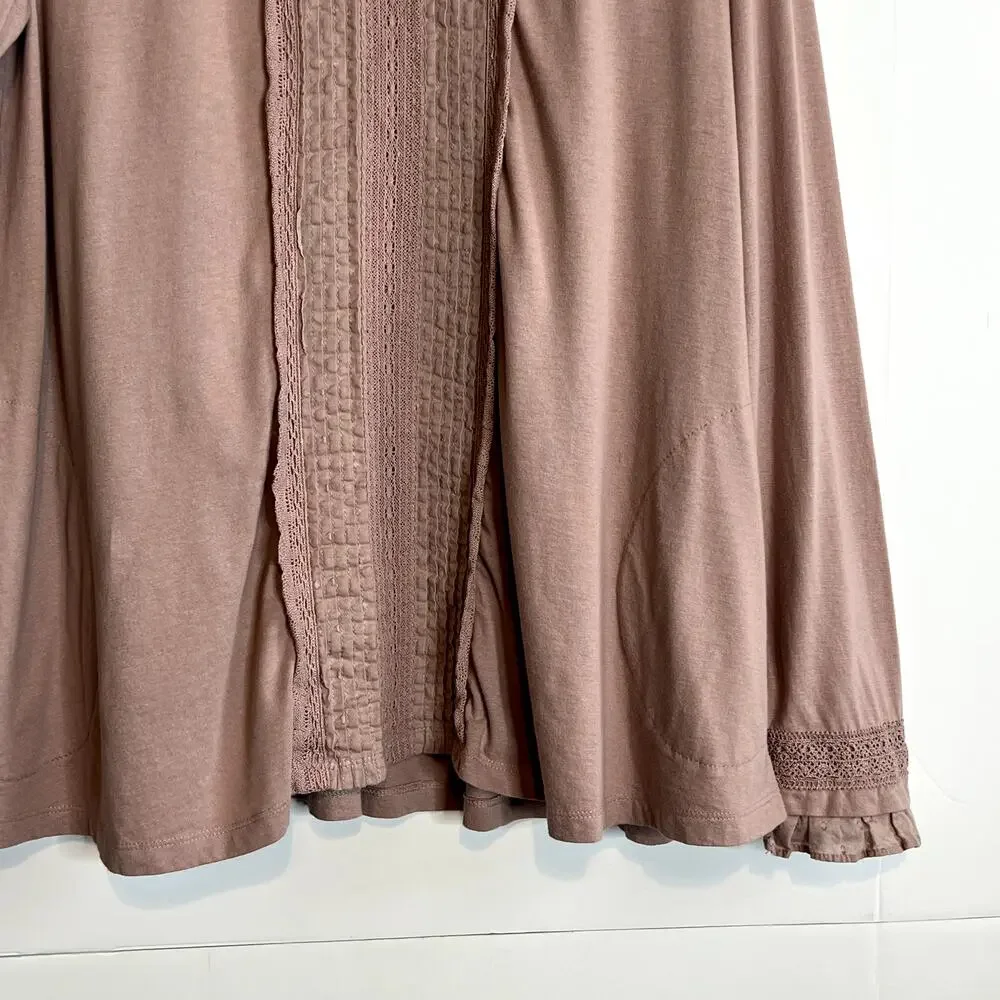 LOGO by Lori Goldstein Cotton Modal Top with Swiss Dot Details Mauve Womens Med - Picture 4 of 13